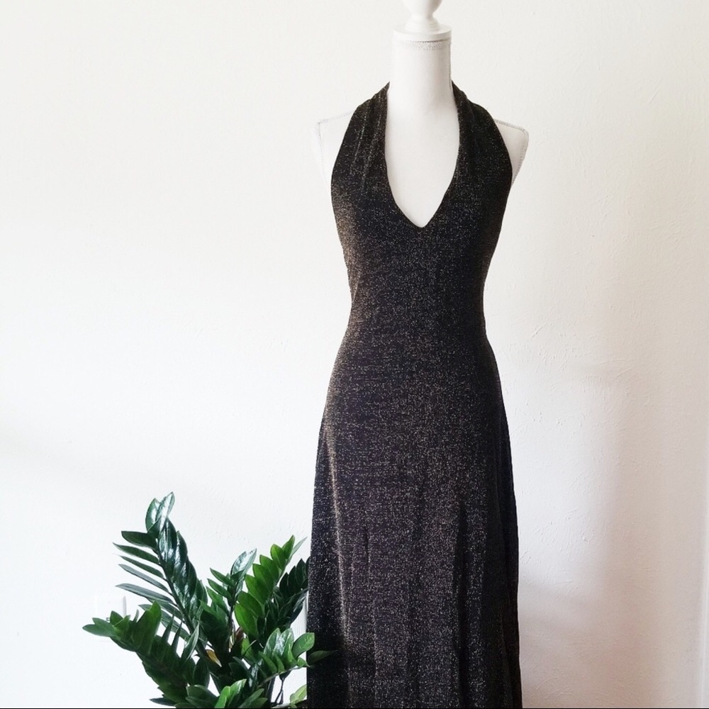 Nightway Collections Black Gold Shimmer Backless